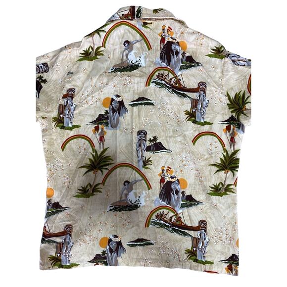Towncraft Shirt Mens Extra Large Aloha Hawaiian Island Hula Surf Tiki VINTAGE - Picture 2 of 6